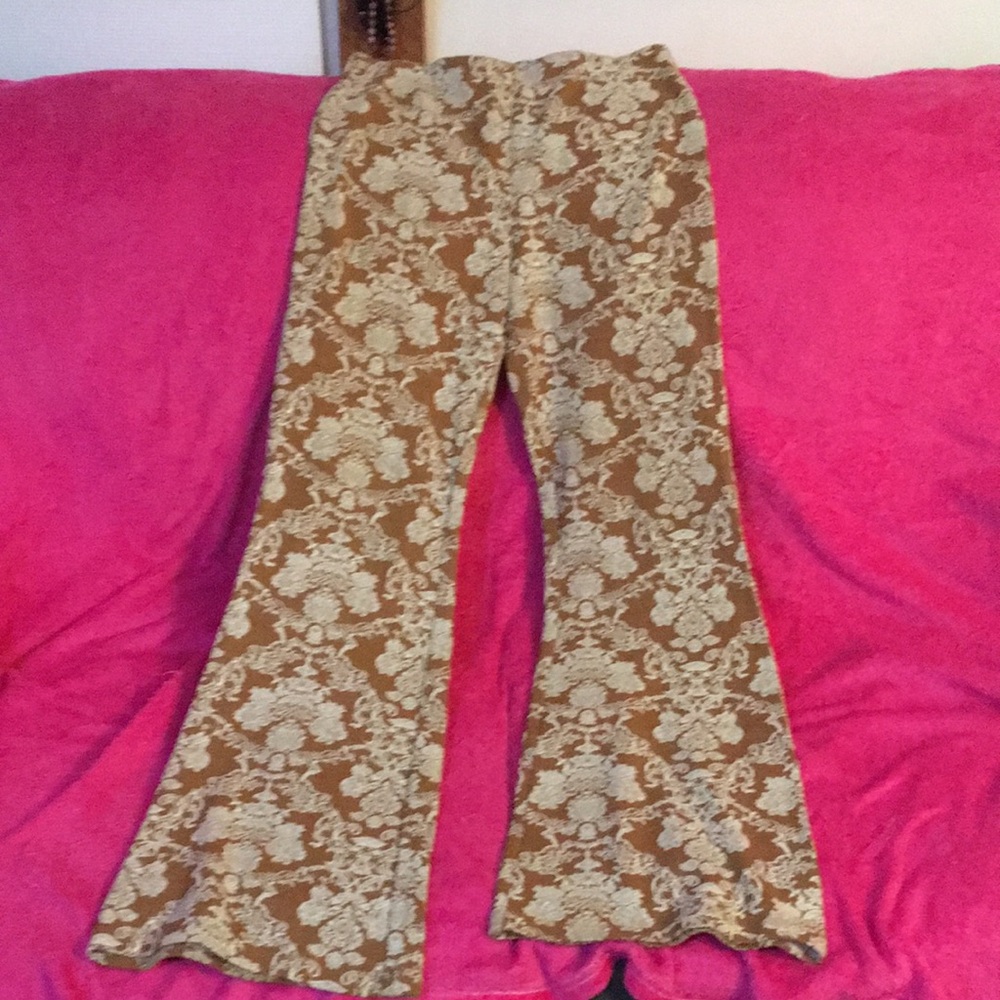 Floral Pattern Brown Flare Women's Pants